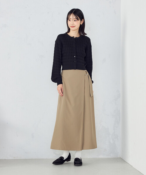 COMME CA ISM（コムサイズム）の「ミニケーブル　クルーネックカーディガン（カーディガン/ボレロ・レディース・グリーン/ブラック・LARGE/MEDIUM）」の7枚目の写真