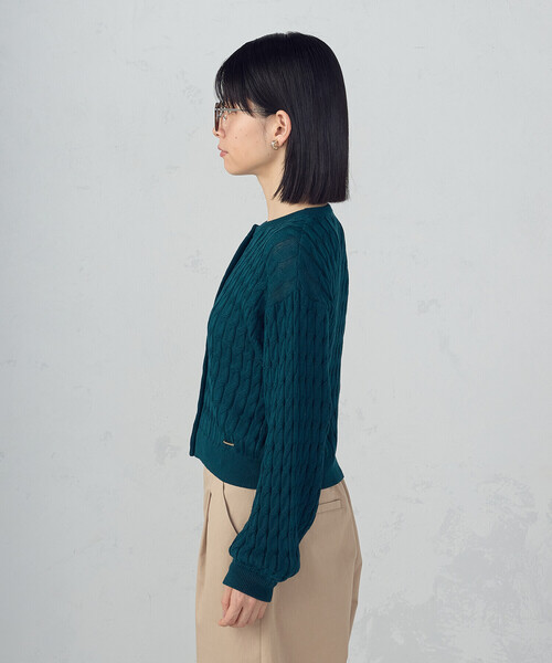 COMME CA ISM（コムサイズム）の「ミニケーブル　クルーネックカーディガン（カーディガン/ボレロ・レディース・グリーン/ブラック・LARGE/MEDIUM）」の16枚目の写真