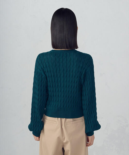 COMME CA ISM（コムサイズム）の「ミニケーブル　クルーネックカーディガン（カーディガン/ボレロ・レディース・グリーン/ブラック・LARGE/MEDIUM）」の17枚目の写真