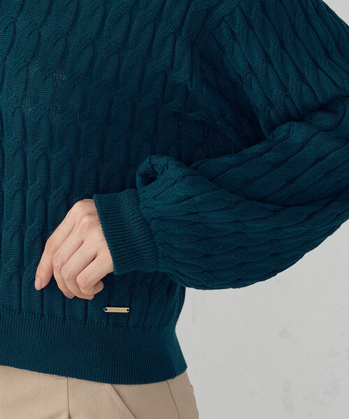 COMME CA ISM（コムサイズム）の「ミニケーブル　クルーネックカーディガン（カーディガン/ボレロ・レディース・グリーン/ブラック・LARGE/MEDIUM）」の19枚目の写真