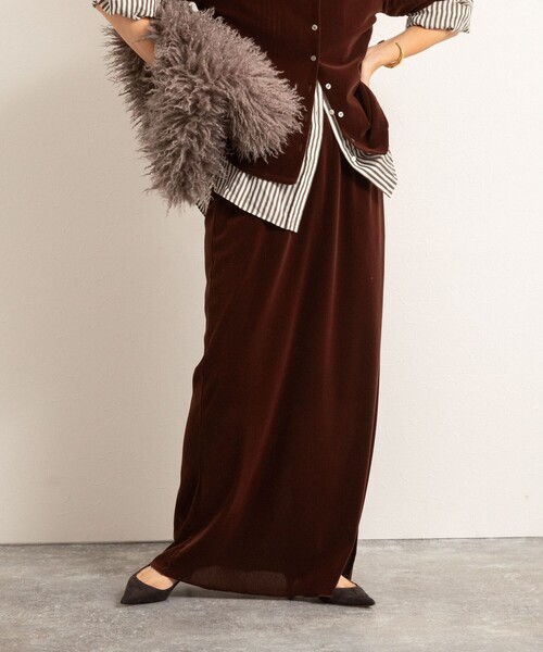 NOLLEY’S（ノーリーズ）の「【MAQWEL/マクウェル】ウォッシャブルベロアロングスカート（スカート・レディース・ブラウン/カーキ・1/2）」の10枚目の写真