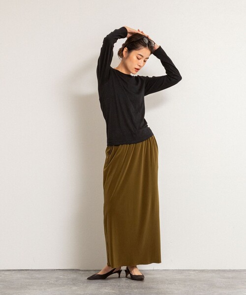 NOLLEY’S（ノーリーズ）の「【MAQWEL/マクウェル】ウォッシャブルベロアロングスカート（スカート・レディース・ブラウン/カーキ・1/2）」の17枚目の写真