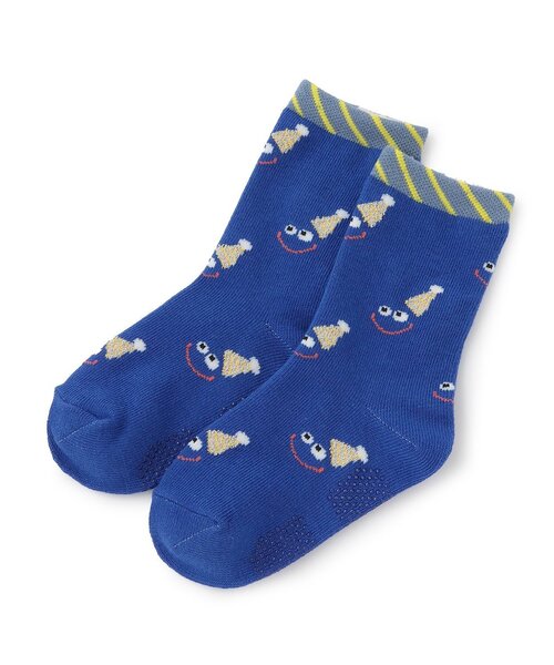 kladskap（クレードスコープ）の「顔柄クルーソックス（ソックス/靴下・キッズ・ブルー/イエロー・SS/S/M/L）」の2枚目の写真