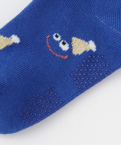 kladskap（クレードスコープ）の「顔柄クルーソックス（ソックス/靴下・キッズ・ブルー/イエロー・SS/S/M/L）」の4枚目の写真