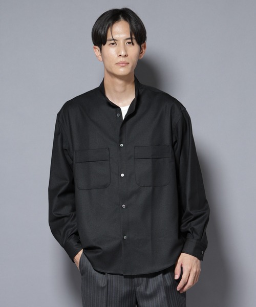 unfil 日本製 黒スタンドカラーシャツ セール】｢Gavante｣ ドライギャバスタンドカラーシャツ（シャツ