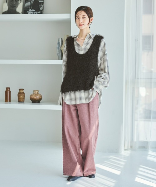 LAKOLE（ラコレ）の「ビエラオンブレチェックシャツ / 586530（シャツ/ブラウス・レディース・ブラック/グレー/ブルー/ブラウン・FREE）」の16枚目の写真