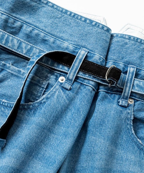 meanswhile(ミーンズワイル)の「Fade Denim Wrap PT(デニムパンツ・メンズ・インディゴブルー/オフホワイト・4(XL)/3(L)/2(M)/1(S))」の10枚目の写真