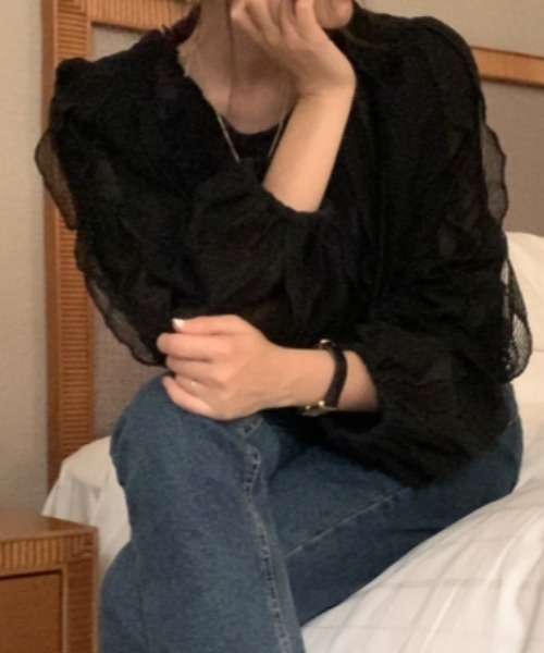 Aelina(エリナ)の「長袖トップス(その他トップス・レディース・オフホワイト/ブラック・F)」の7枚目の写真