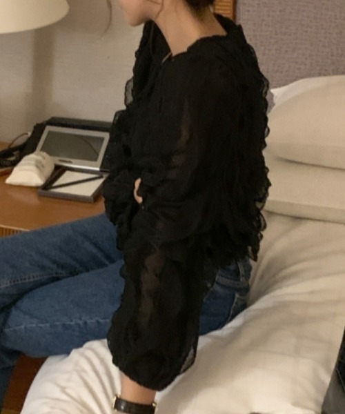 Aelina(エリナ)の「長袖トップス(その他トップス・レディース・オフホワイト/ブラック・F)」の6枚目の写真