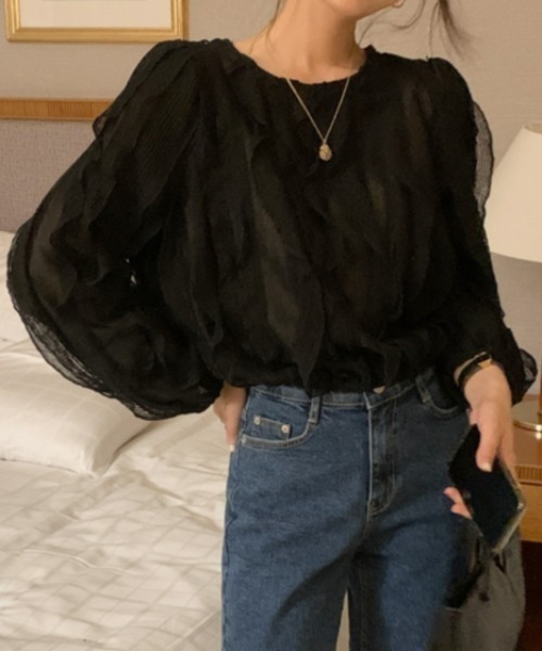 Aelina(エリナ)の「長袖トップス(その他トップス・レディース・オフホワイト/ブラック・F)」の14枚目の写真