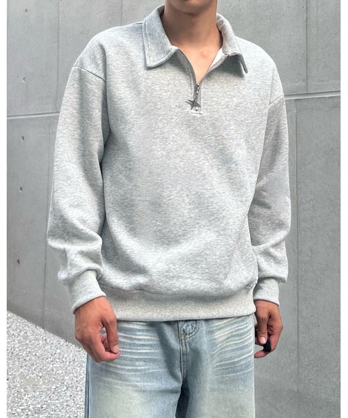 Otte(オッテ)の「ハーフジップチャームトップス(スウェット・メンズ・グレー/ブラック/ホワイト・LARGE/MEDIUM/X-LARGE)」の3枚目の写真