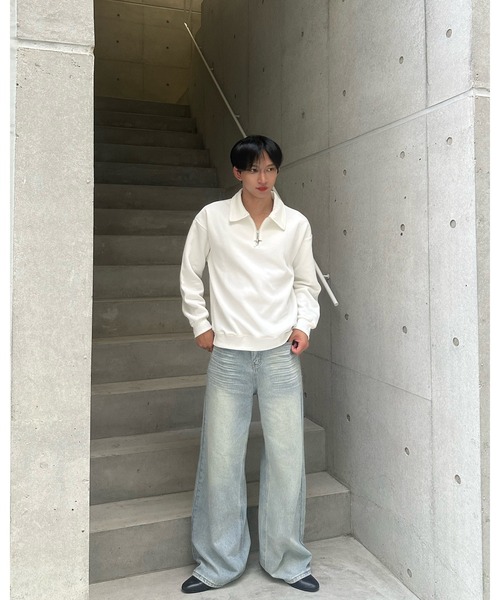 Otte(オッテ)の「ハーフジップチャームトップス(スウェット・メンズ・グレー/ブラック/ホワイト・LARGE/MEDIUM/X-LARGE)」の13枚目の写真