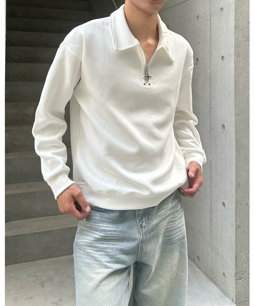 Otte(オッテ)の「ハーフジップチャームトップス(スウェット・メンズ・グレー/ブラック/ホワイト・LARGE/MEDIUM/X-LARGE)」の11枚目の写真