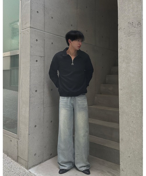 Otte(オッテ)の「ハーフジップチャームトップス(スウェット・メンズ・グレー/ブラック/ホワイト・LARGE/MEDIUM/X-LARGE)」の5枚目の写真