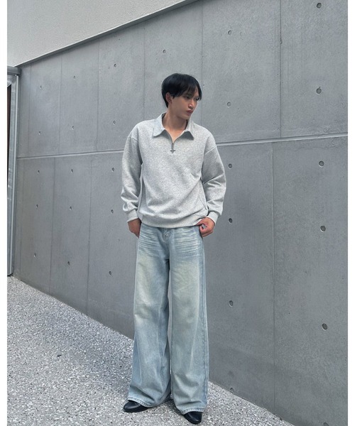 Otte(オッテ)の「ハーフジップチャームトップス(スウェット・メンズ・グレー/ブラック/ホワイト・LARGE/MEDIUM/X-LARGE)」の6枚目の写真