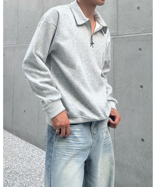 Otte(オッテ)の「ハーフジップチャームトップス(スウェット・メンズ・グレー/ブラック/ホワイト・LARGE/MEDIUM/X-LARGE)」の14枚目の写真