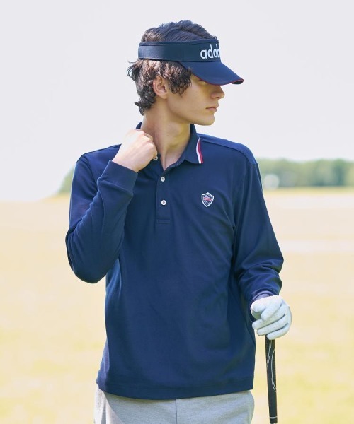adabat(アダバット)の「【新レーベル ADABAT NAVY】起毛ストレッチ長袖ポロシャツ(ポロシャツ・メンズ・レッド系1/ネイビー・46/48/50)」の2枚目の写真