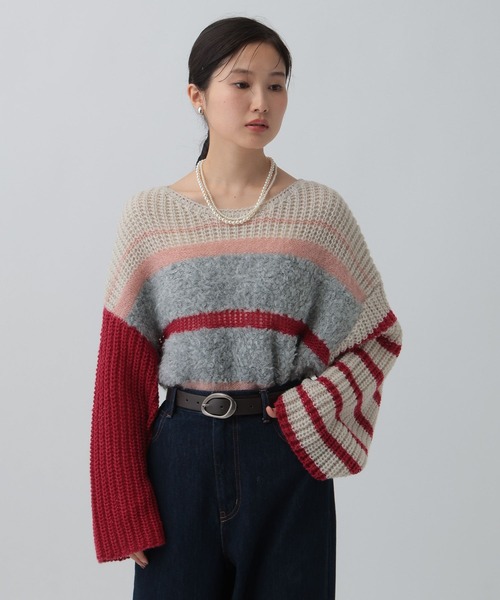 LEPSIM（レプシィム）の「3ゲージクレイジーパターンプルオーバー　595634（ニット/セーター・レディース・レッド/ブラウン/チャコールグレー・FREE）」の3枚目の写真
