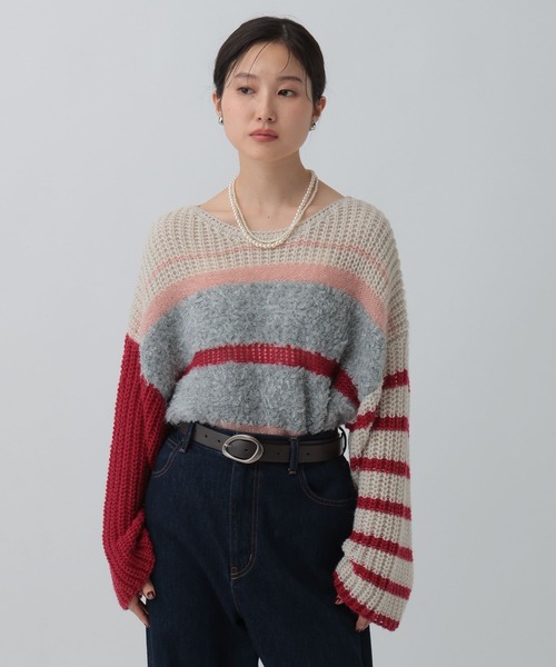 LEPSIM（レプシィム）の「3ゲージクレイジーパターンプルオーバー　595634（ニット/セーター・レディース・レッド/ブラウン/チャコールグレー・FREE）」の15枚目の写真