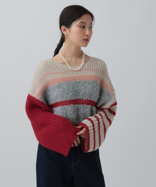 LEPSIM（レプシィム）の「3ゲージクレイジーパターンプルオーバー　595634（ニット/セーター・レディース・レッド/ブラウン/チャコールグレー・FREE）」の16枚目の写真