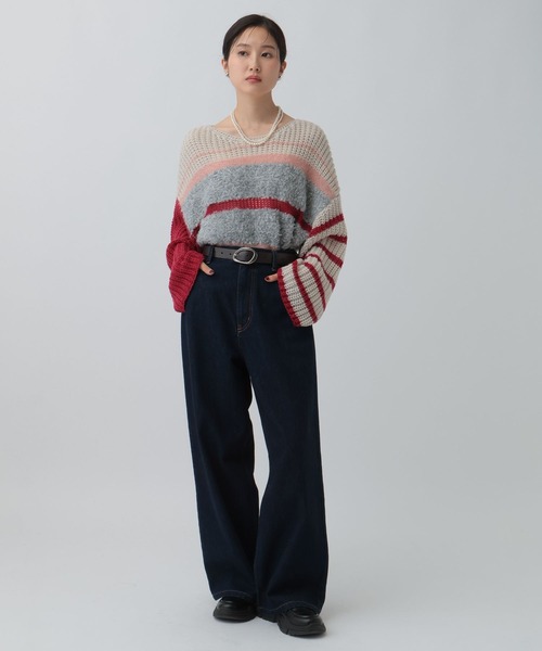 LEPSIM（レプシィム）の「3ゲージクレイジーパターンプルオーバー　595634（ニット/セーター・レディース・レッド/ブラウン/チャコールグレー・FREE）」の18枚目の写真