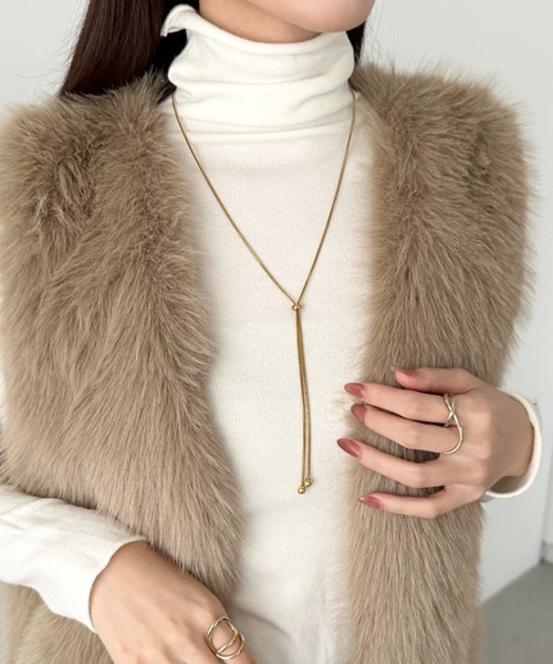 sowang（ソワン）の「スライダーボウタイロングネックレス（ネックレス・レディース・シルバー/ゴールド・FREE）」の2枚目の写真