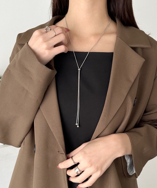 sowang（ソワン）の「スライダーボウタイロングネックレス（ネックレス・レディース・シルバー/ゴールド・FREE）」の4枚目の写真