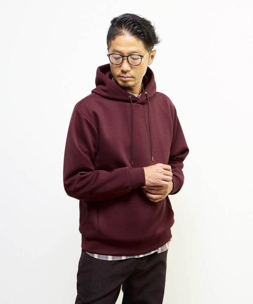 MEN'S MELROSE（メンズメルローズ）の「アヤクッションスプリットラグランフーディ（パーカー・メンズ・ネイビー/グレー系その他/ボルドー・3/4）」の4枚目の写真