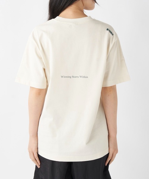 Kappa（カッパ）の「≪ウェルネスシリーズ≫Kappaロゴ ユニセックスTシャツ（Tシャツ/カットソー・レディース・グリーン/オフホワイト/ブラック・LARGE/SMALL/MEDIUM）」の4枚目の写真