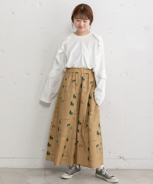 POU DOU DOU(プードゥドゥ)の「スワンレイクプリントキュロットパンツ(その他パンツ・レディース・キナリ/ベージュ・M)」の3枚目の写真