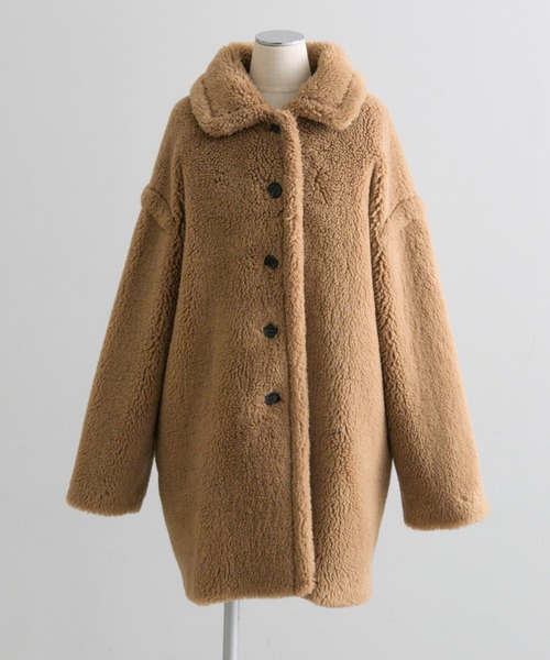 PUAL CE CIN(ピュアルセシン)の「【WEB限定】ステンカラーボアミドルコート(ステンカラーコート・レディース・ブラウン/キャメル・FREE)」の2枚目の写真