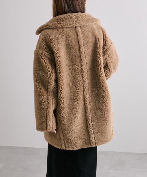 PUAL CE CIN(ピュアルセシン)の「【WEB限定】ステンカラーボアミドルコート(ステンカラーコート・レディース・ブラウン/キャメル・FREE)」の18枚目の写真