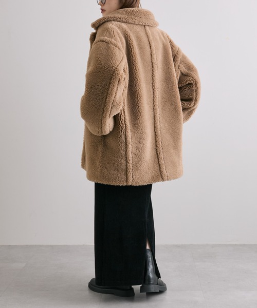 PUAL CE CIN(ピュアルセシン)の「【WEB限定】ステンカラーボアミドルコート(ステンカラーコート・レディース・ブラウン/キャメル・FREE)」の17枚目の写真