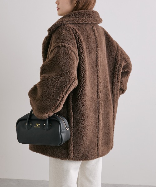 PUAL CE CIN(ピュアルセシン)の「【WEB限定】ステンカラーボアミドルコート(ステンカラーコート・レディース・ブラウン/キャメル・FREE)」の19枚目の写真