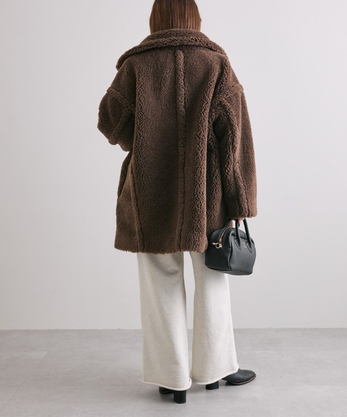 PUAL CE CIN(ピュアルセシン)の「【WEB限定】ステンカラーボアミドルコート(ステンカラーコート・レディース・ブラウン/キャメル・FREE)」の11枚目の写真