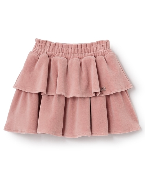 Lycee mine（リセマイン）の「【もっちりベロア】【セットアップ可】ティアードスカート（スカート・キッズ・チャコール/ベージュ/ピンク/ブラック/エメラルド・140cm/110cm/130cm/120cm/100cm/150cm）」の6枚目の写真