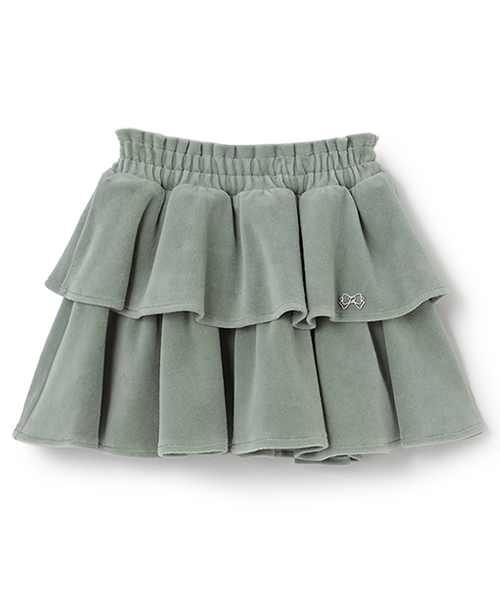 Lycee mine（リセマイン）の「【もっちりベロア】【セットアップ可】ティアードスカート（スカート・キッズ・チャコール/ベージュ/ピンク/ブラック/エメラルド・140cm/110cm/130cm/120cm/100cm/150cm）」の7枚目の写真