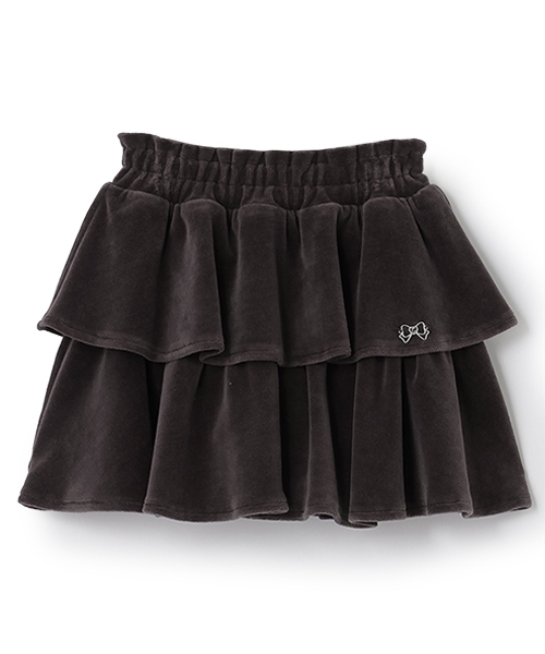 Lycee mine（リセマイン）の「【もっちりベロア】【セットアップ可】ティアードスカート（スカート・キッズ・チャコール/ベージュ/ピンク/ブラック/エメラルド・140cm/110cm/130cm/120cm/100cm/150cm）」の9枚目の写真