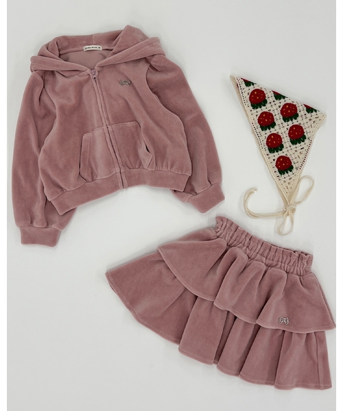 Lycee mine（リセマイン）の「【もっちりベロア】【セットアップ可】ティアードスカート（スカート・キッズ・チャコール/ベージュ/ピンク/ブラック/エメラルド・140cm/110cm/130cm/120cm/100cm/150cm）」の18枚目の写真