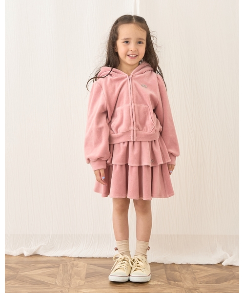 Lycee mine（リセマイン）の「【もっちりベロア】【セットアップ可】ティアードスカート（スカート・キッズ・チャコール/ベージュ/ピンク/ブラック/エメラルド・140cm/110cm/130cm/120cm/100cm/150cm）」の21枚目の写真