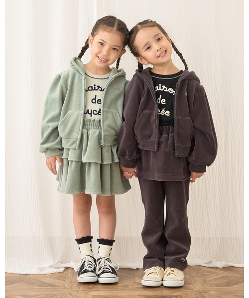 Lycee mine（リセマイン）の「【もっちりベロア】ティアードスカート【子供服】【キッズ】【女の子】（スカート・キッズ・チャコール/ベージュ/ピンク/ブラック/エメラルド・140cm/110cm/130cm/120cm/100cm/150cm）」の7枚目の写真