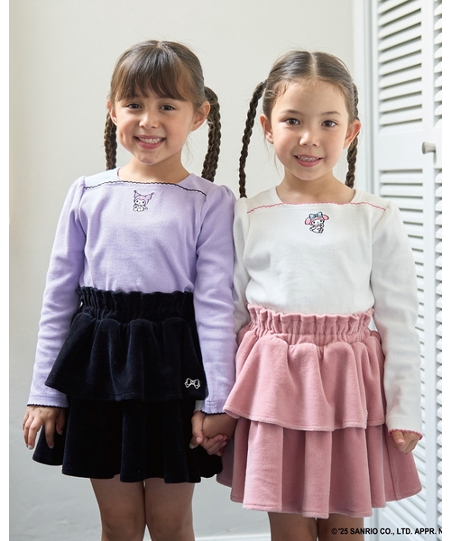 Lycee mine（リセマイン）の「【もっちりベロア】ティアードスカート【子供服】【キッズ】【女の子】（スカート・キッズ・チャコール/ベージュ/ピンク/ブラック/エメラルド・140cm/110cm/130cm/120cm/100cm/150cm）」の9枚目の写真