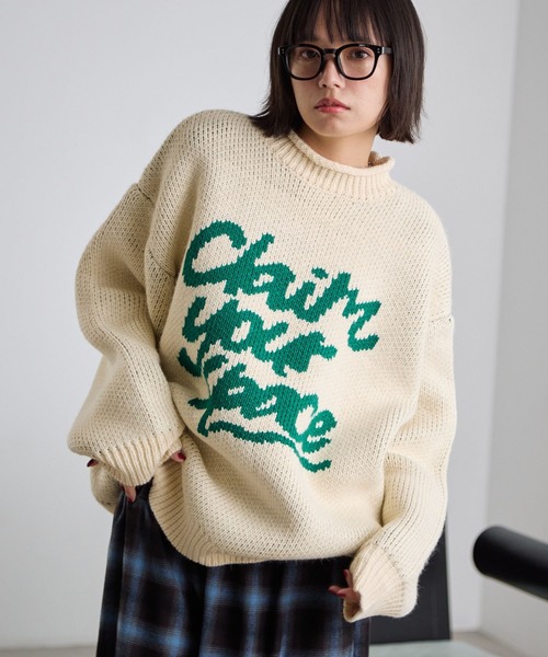 PBLIM(ページボーイリム)の「《UNISEX》ハンドライクニット(ニット/セーター・レディース・オフホワイト/レッド/ネイビー・FREE)」の1枚目の写真