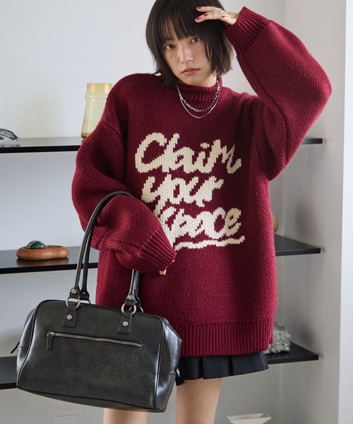 PBLIM(ページボーイリム)の「《UNISEX》ハンドライクニット(ニット/セーター・レディース・オフホワイト/レッド/ネイビー・FREE)」の4枚目の写真
