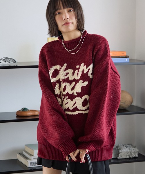 PBLIM(ページボーイリム)の「《UNISEX》ハンドライクニット(ニット/セーター・レディース・オフホワイト/レッド/ネイビー・FREE)」の5枚目の写真