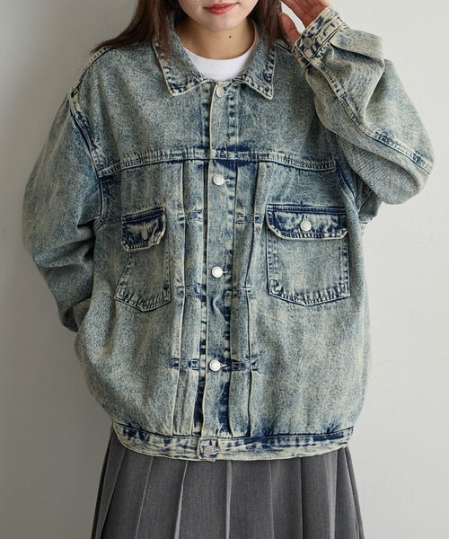A by MAGASIN DE MODE(エーバイマガジンデモード)の「【A by MAGASIN DE MODE】オーバーサイズ デニムジャケット Type2 2nd型 カバーオール/ジージャン MNY(デニムジャケット・レディース・ブラック/インディゴブルー・L/M/XL)」の2枚目の写真