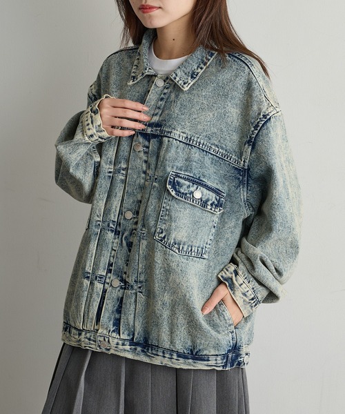 A by MAGASIN DE MODE(エーバイマガジンデモード)の「【A by MAGASIN DE MODE】オーバーサイズ デニムジャケット Type2 2nd型 カバーオール/ジージャン MNY(デニムジャケット・レディース・ブラック/インディゴブルー・L/M/XL)」の14枚目の写真