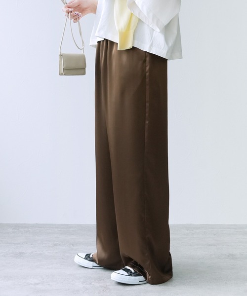 reca(レカ)の「サテンイージーワイドパンツ(その他パンツ・レディース・ブラウン/ブラック・M)」の19枚目の写真
