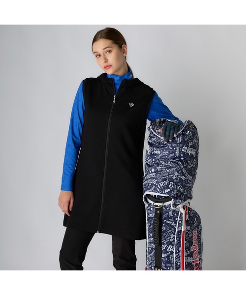 marie claire(マリ・クレール)の「marie claire GOLF マリクレールゴルフ ゴルフウェア ワンポイント ロゴ 膨れジャガード フルジップ ワンピースベスト(ワンピース・レディース・ブラック/オフホワイト/ブルー・M/L/LL)」の1枚目の写真