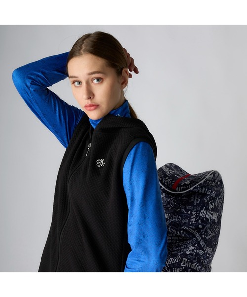 marie claire(マリ・クレール)の「marie claire GOLF マリクレールゴルフ ゴルフウェア ワンポイント ロゴ 膨れジャガード フルジップ ワンピースベスト(ワンピース・レディース・ブラック/オフホワイト/ブルー・M/L/LL)」の22枚目の写真